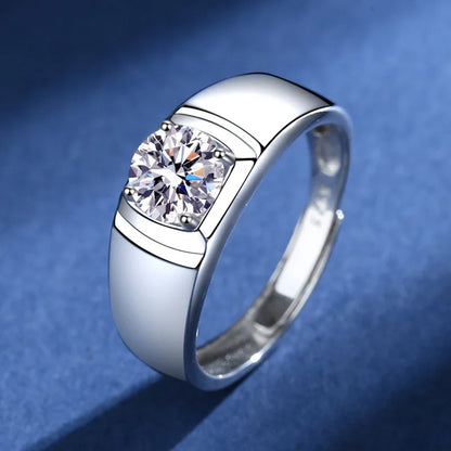 Moissanite Men's Rings - 1.0 Carat - Adjustable Size.