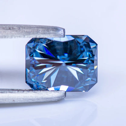 Loose Moissanite Gems. Royal Blue Color. Radiant Cut. 1.0 To 5.0 Carat.