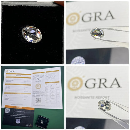 Moissanite Gemstone. Oval Shape Flat Bottom Rose Cut.