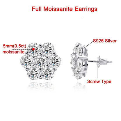 Moissanite Stud Earrings. Elegant Moissanite Earrings. 7.0 Carat D VVS1.