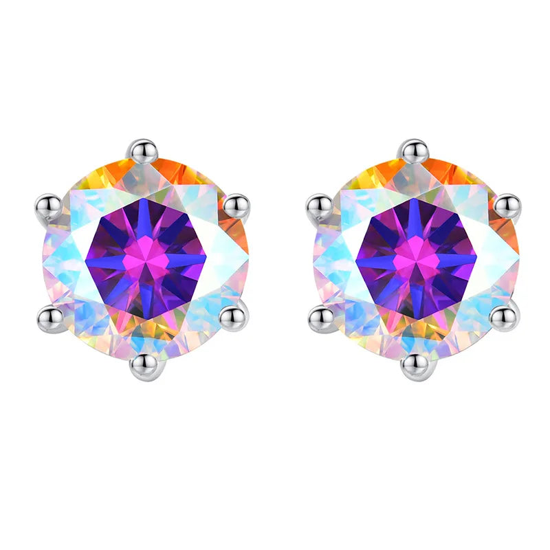 Colored Moissanite Stud Earrings. 1.0 To 4.0 Carat. With Certificate.