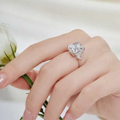 Shop Online. 8.0 Carat. Radiant Cut. Moissanite Rings. Platinum Plated Silver.