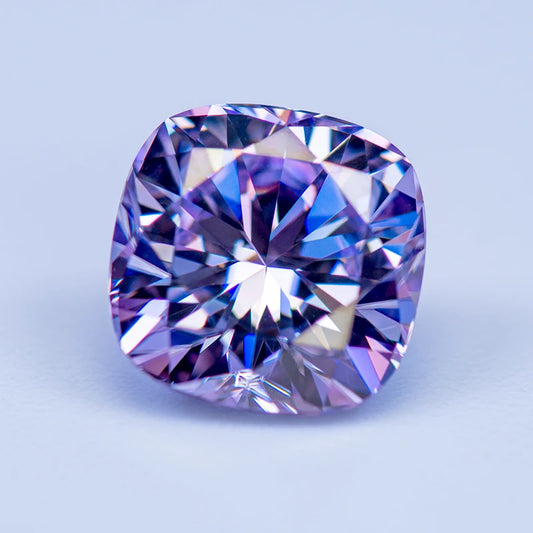 Moissanite Diamond. Light Purple Color. Cushion Cut.1.0 To 5.0 Carat.