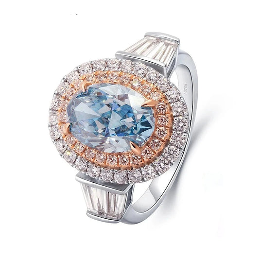Diamond Engagement Rings - Fancy Intense Greenish Blue Color.