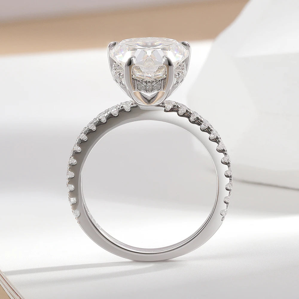 Moissanite Engagement Ring. 3.50 Carat. Heart Cutting. All Moissanite.