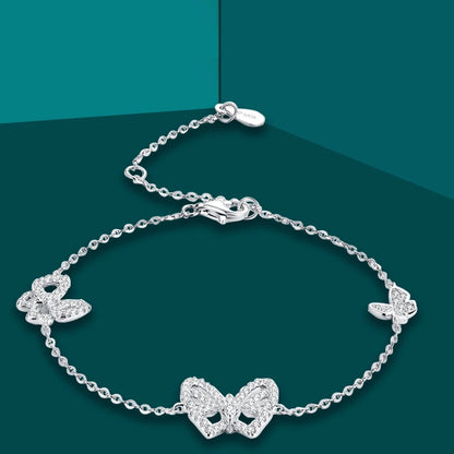 Moissanite Diamond Jewelry Set. Necklace Bracelet. Platinum-Plated Silver.
