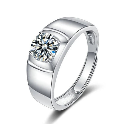 Moissanite Men's Rings - 1.0 Carat - Adjustable Size.