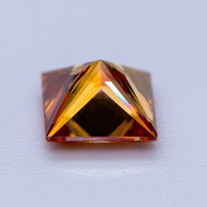 Moissanite Gems. Princess Cut. Orange Color. 1.0 To 5.0 Carat.