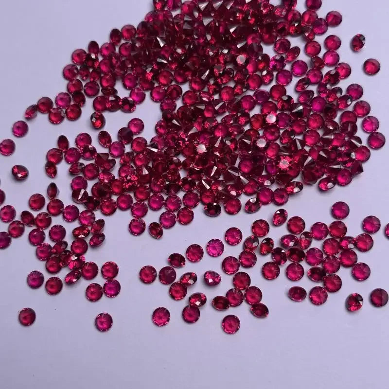 Loose Ruby. Small Sizes 0.8mm To 3.0mm. Round Shape. Lab-Grown Ruby.