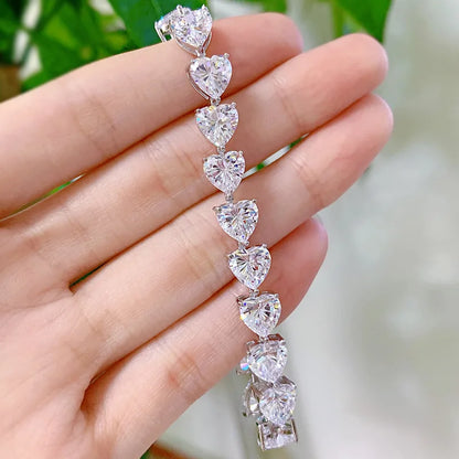 Shop Heart-shaped Moissanite Tennis Bracelets. 15.50 Carat. Genuine Moissanite.