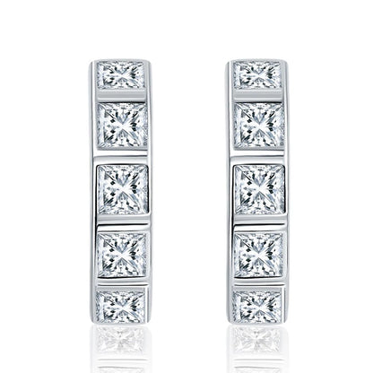 Princess Cut Moissanite Earrings. Total 1.50 Carat.18K Gold Plated Silver