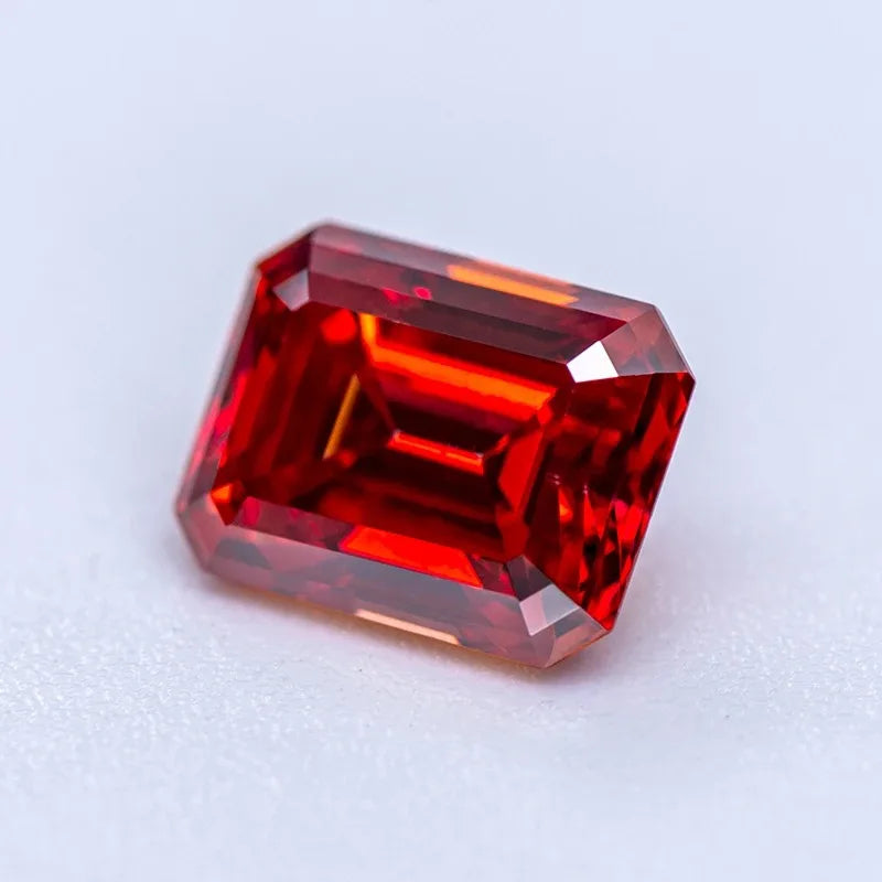 Buy Moissanite Gemstone. Garnet Color. Emerald Cut. 0.50 To 5.0 Carat.