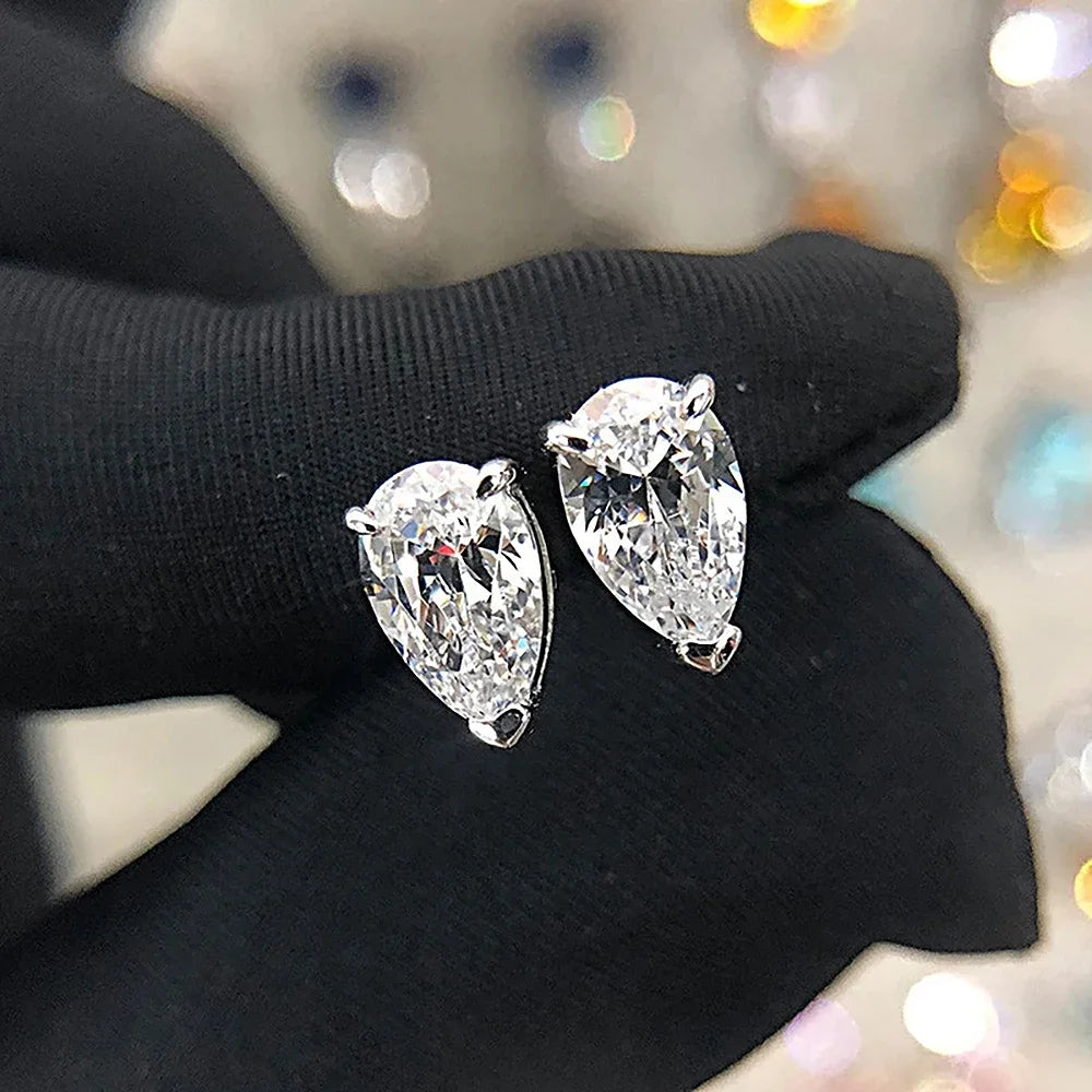 Pear Cut Moissanite Diamond Stud Earrings. 1.0 To 4.0 Carat With Certificates.