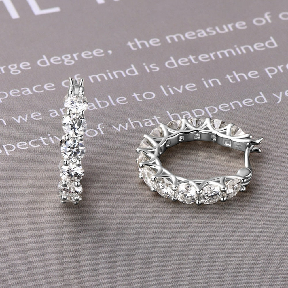 Authentic Moissanite Diamonds, Hoop Earrings. Total 7.20 Carat. D VVS1.