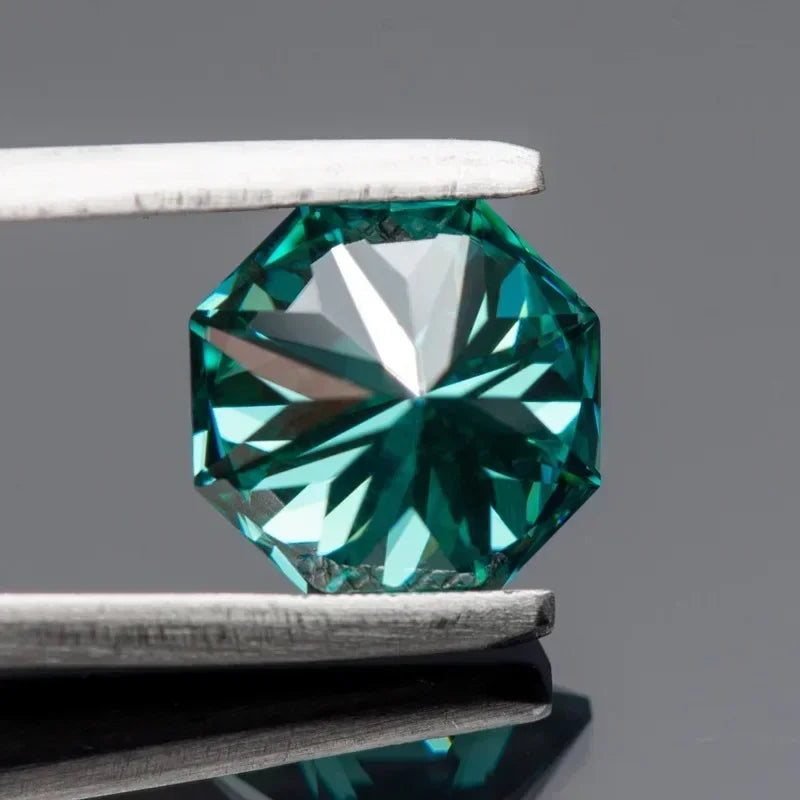 Moissanite Gems. Octagon Shape. Emerald Green Color. 1.0 To 5.0 Carat.