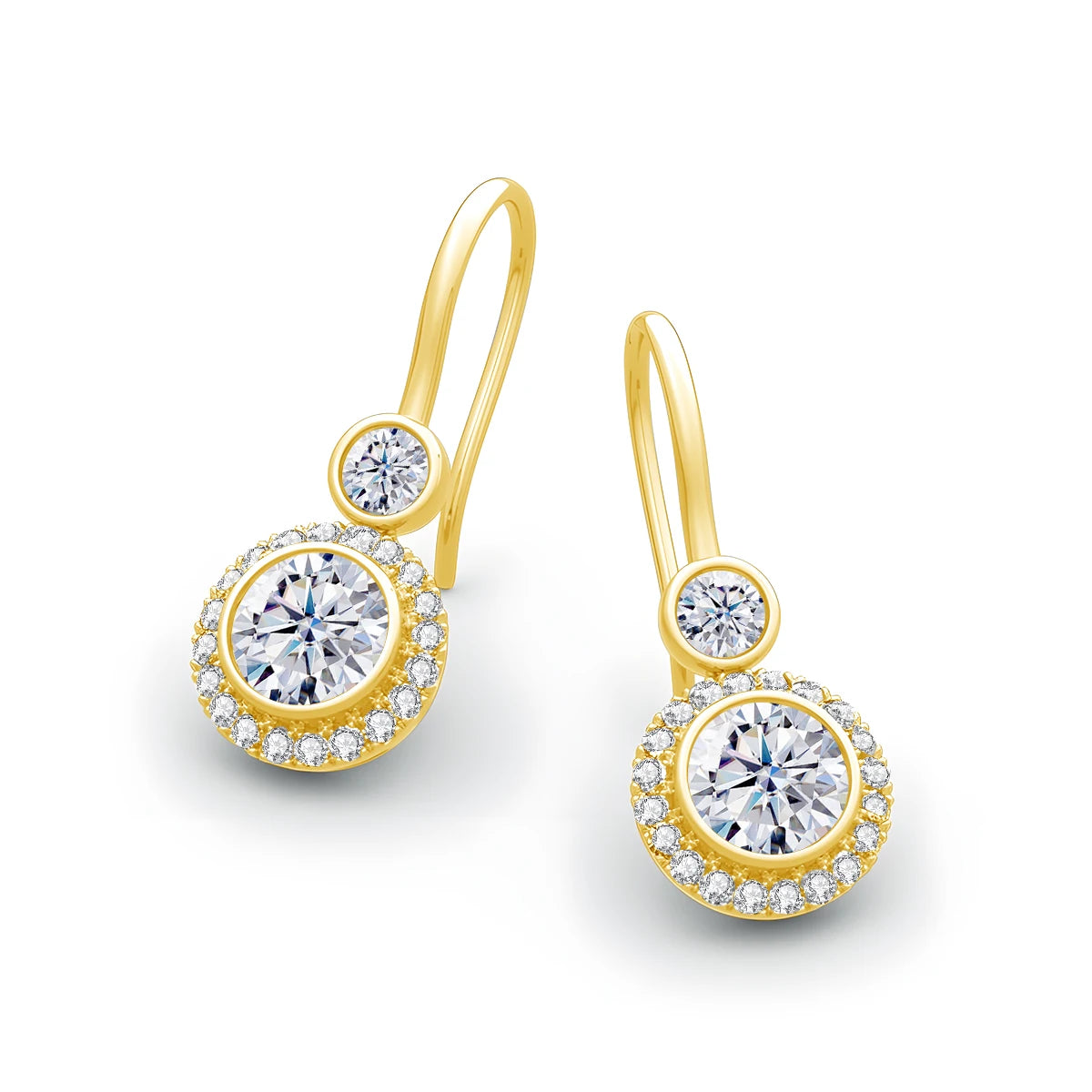 Women's Moissanite Drop Earrings, 2.40ct Total.