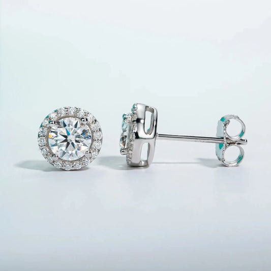 Shop Elegant Moissanite Stud Earrings. All Stones Are Moissanite.