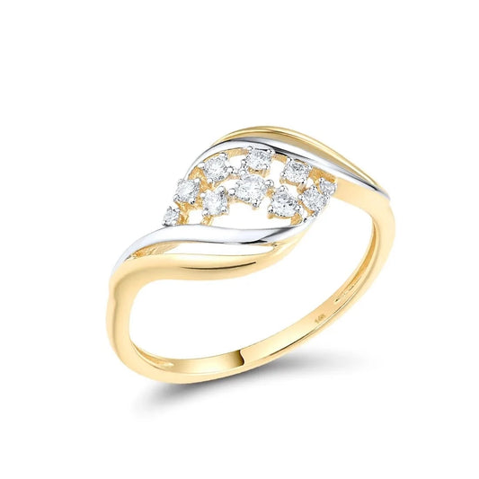 Luxury Yellow Gold Rings For Women. Natural Diamonds. 14K Gold.