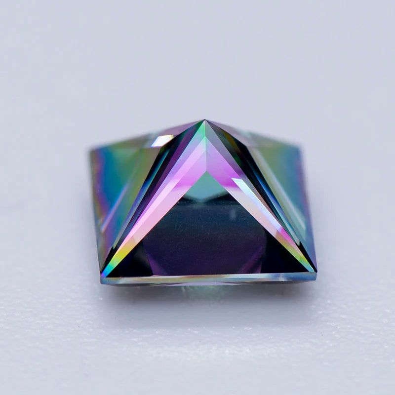 Moissanite Gemstone. Rainbow Color. Princess Cut. 1.0 To 5.0 Carat.