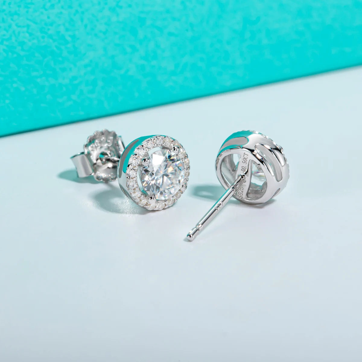 Shop Elegant Moissanite Stud Earrings. All Stones Are Moissanite.