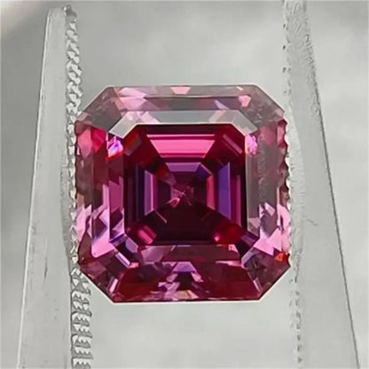 Colored Moissanite Gems. Pink Color. Asscher Cut. 1.0 To 5.0 Carat.