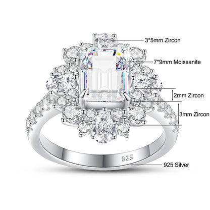 Luxury Moissanite Engagement Ring - 7*9mm 3.0 Carat Emerald Cut.
