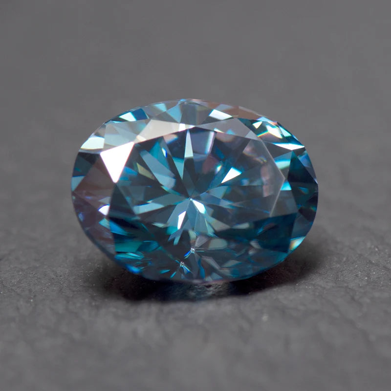 Loose Moissanite Stone. Sapphire Blue Color. Oval Cut. 0.50 To 5.0 Carat.