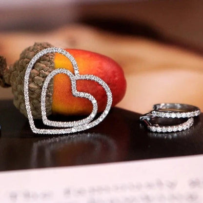 Natural Diamond Earrings. 0.80 Carat. Heart-Shaped Earrings.