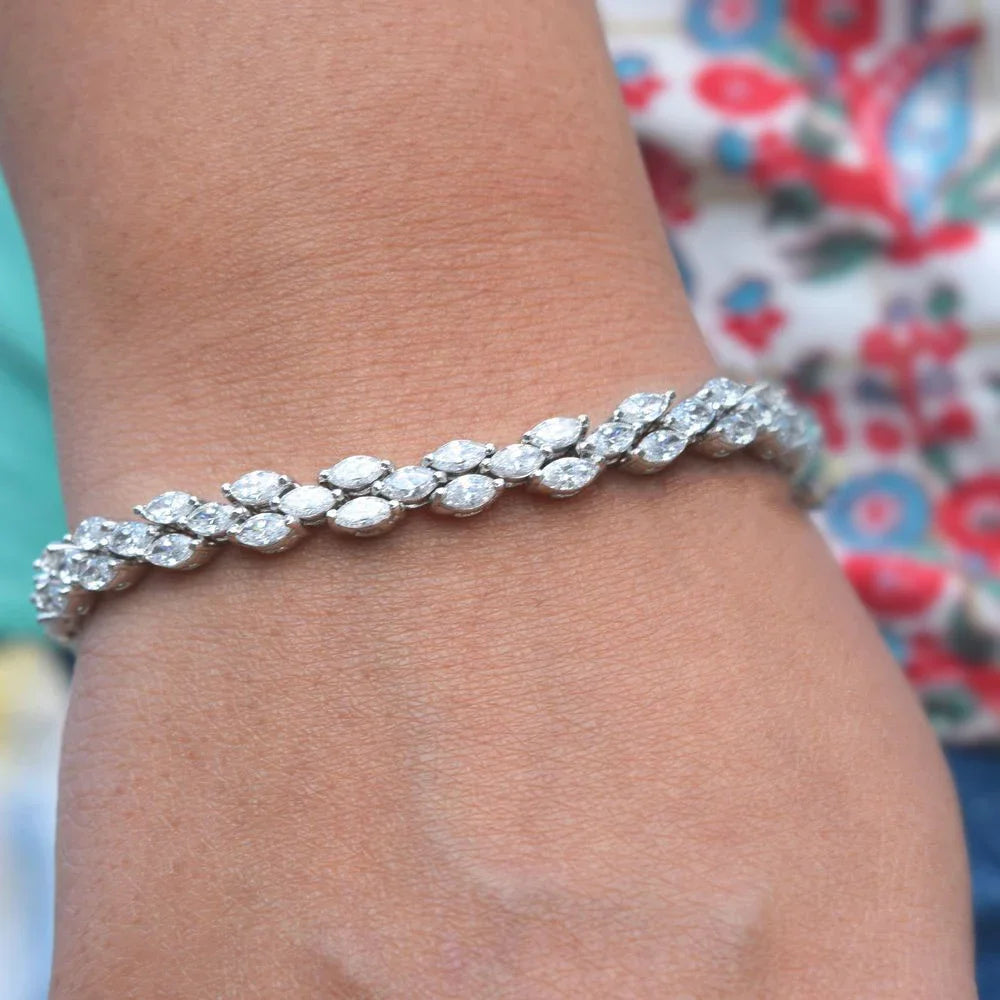 Luxurius Bracelet - Marquise Cut Full Moissanite Tennis Bracelets.
