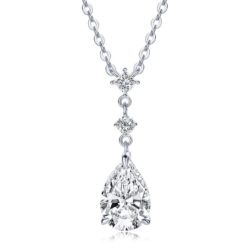 Luxury 2.0ct Moissanite Pear Shape Pendant Necklace.