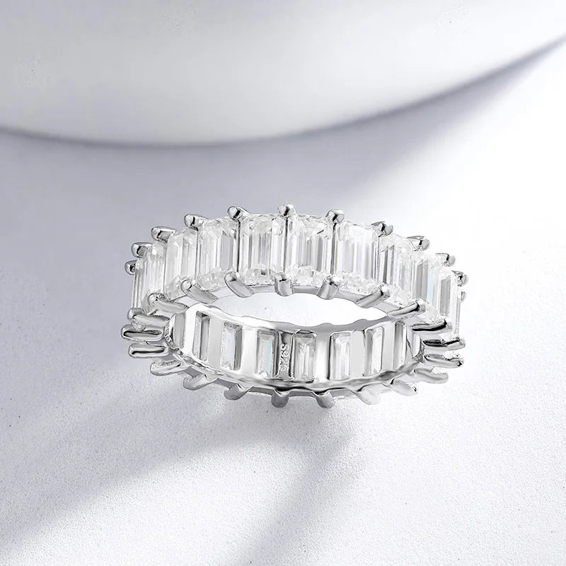 Shop Luxury Moissanite Eternity Rings for Women. 11.0 Carat. D VVS1. Emerald Cut.