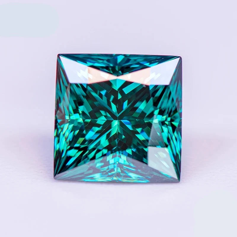 Loose Moissanite. Emerald Green Color. Princess Cut. 1.0 To 5.0 Carat.