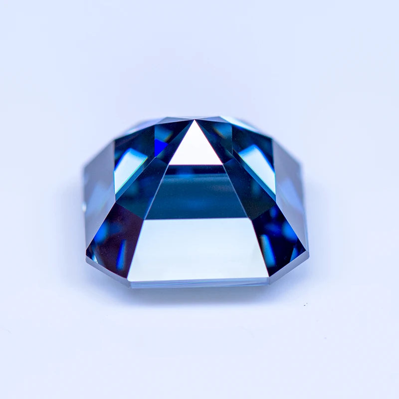 Colored Moissanite Gems. Royal Blue Color. Asscher Cut. 1.0 To 5.0 Carat.