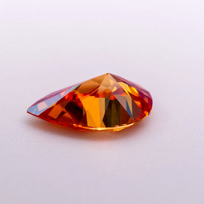 Pear Cut Moissanite Stone. Orange Color. 0.50 To 5.0 Carat.