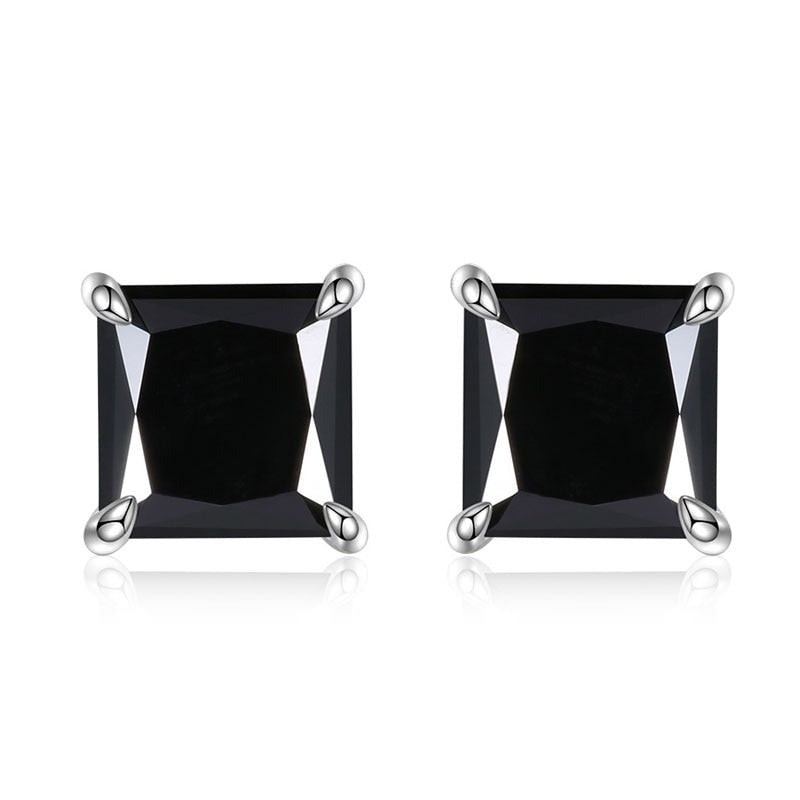 Black princess cut moissanite earrings