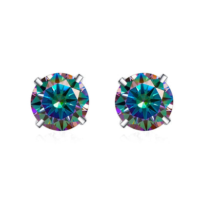 Shop Colored Moissanite Stud Earrings. 1.0 / 2.0 Carat. 18K Gold Plated Silver.