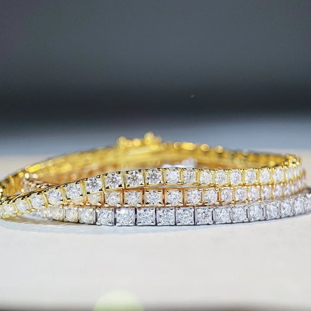 Luxury Moissanite Diamond Tennis Bracelets. 3mm. Genuine Moissanites.