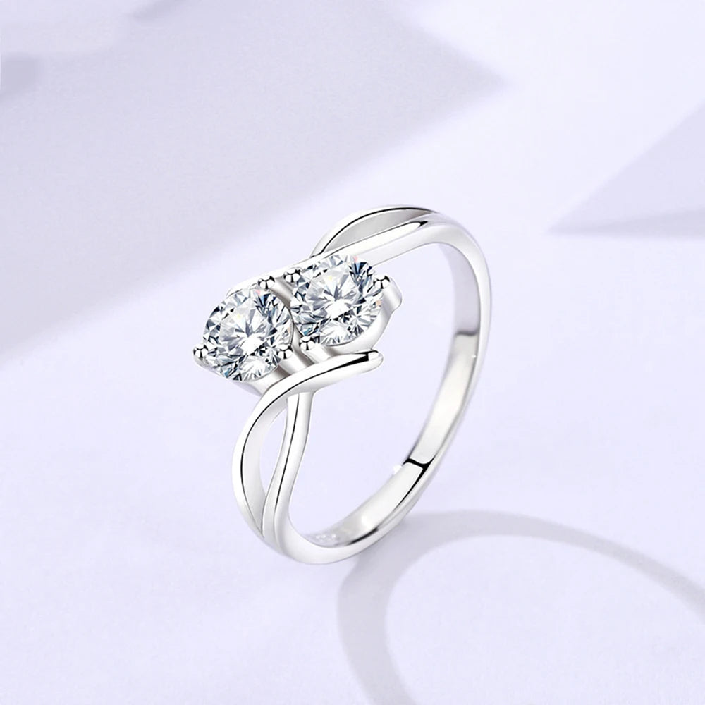 Elegant Two-Stone Moissanite Diamond Rings - Timeless Sparkle.