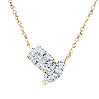 Radiant & Marquise Cut Moissanite Pendant Necklace - 3.0 Carat.
