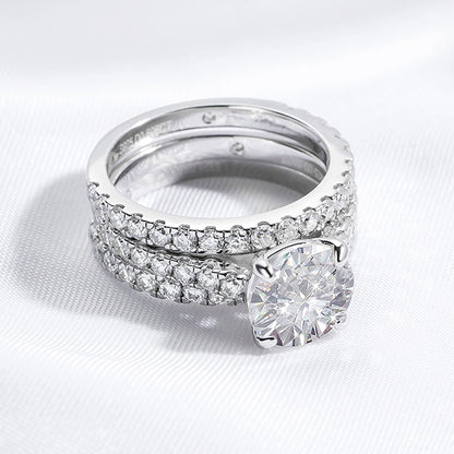 Moissanite Engagement Rings Set. 3.0 Carat. D VVS1. Certified.