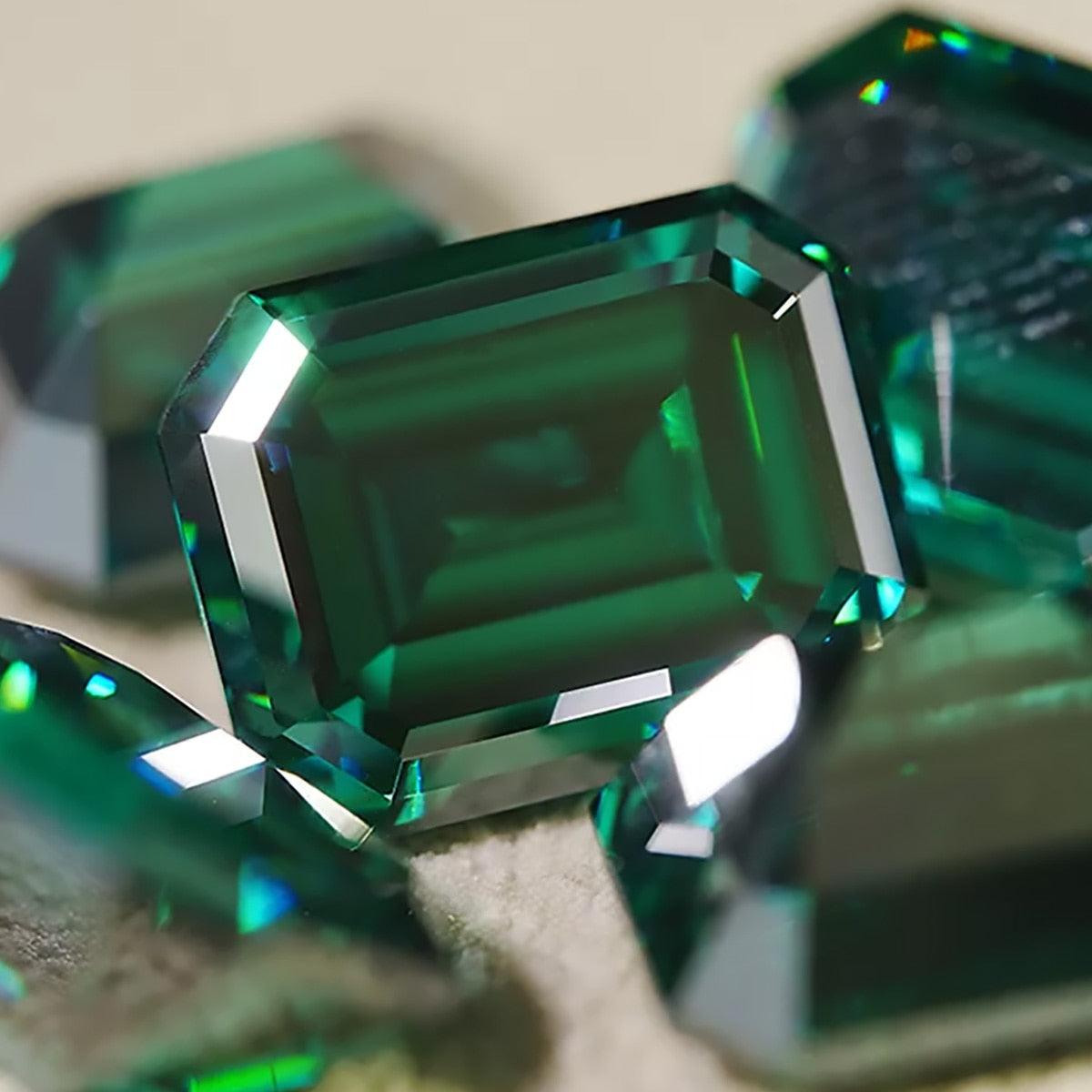 Green Emerald Cut. Loose Moissanite Gemstones. 0.50ct To 10.0 Carat.
