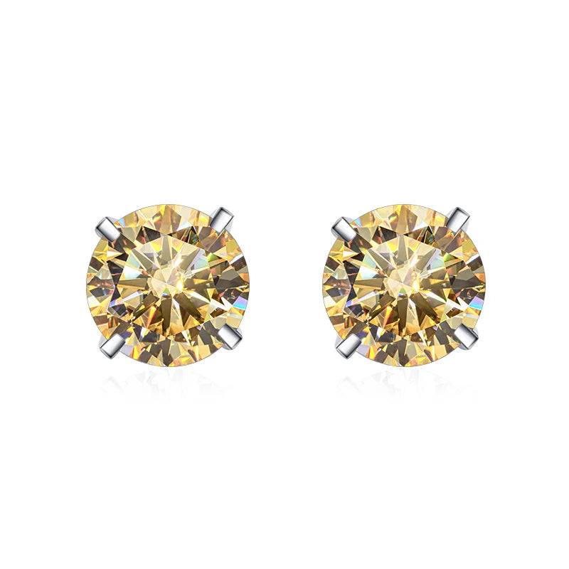 Shop Colored Moissanite Stud Earrings. 1.0 / 2.0 Carat. 18K Gold Plated Silver.