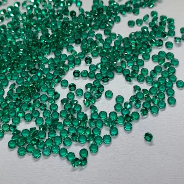 Loose Emeralds. 0.8mm to 3.0 mm. Round Shape. Lab-Grown Emerald Gemstones.