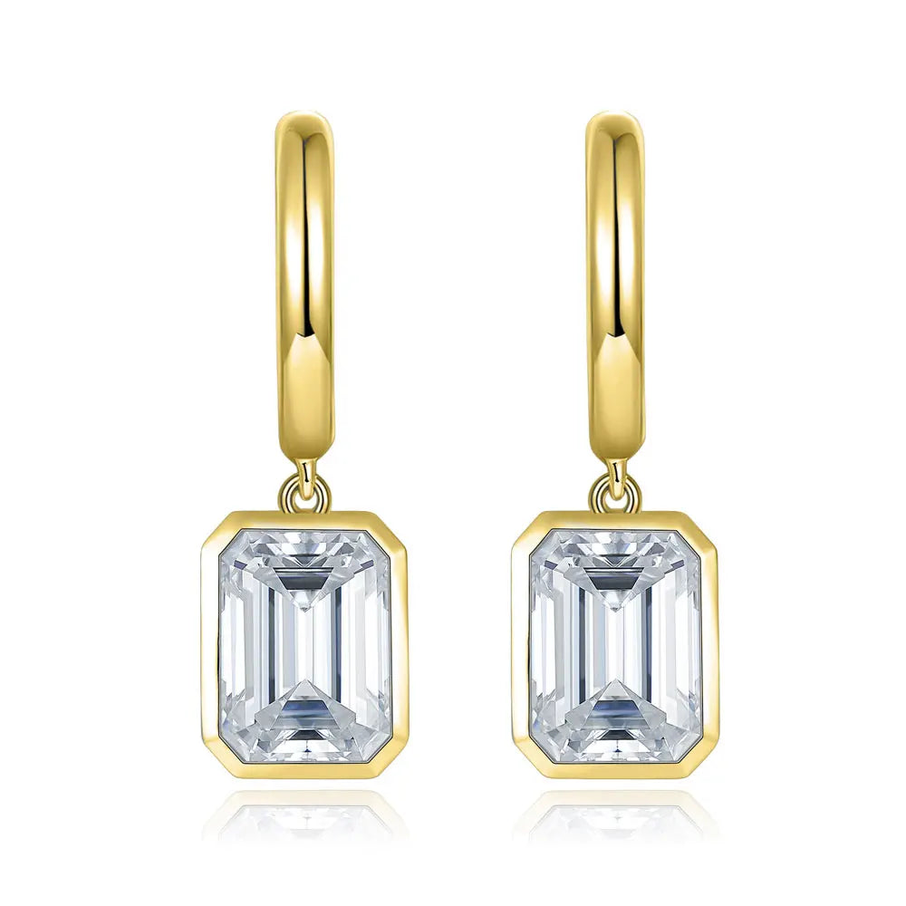 0.80 To 2.0 Carat Emerald Shape Moissanite Drop Earrings.
