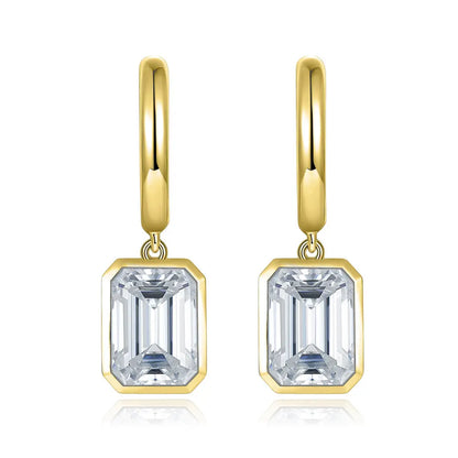 0.80 To 2.0 Carat Emerald Shape Moissanite Drop Earrings.
