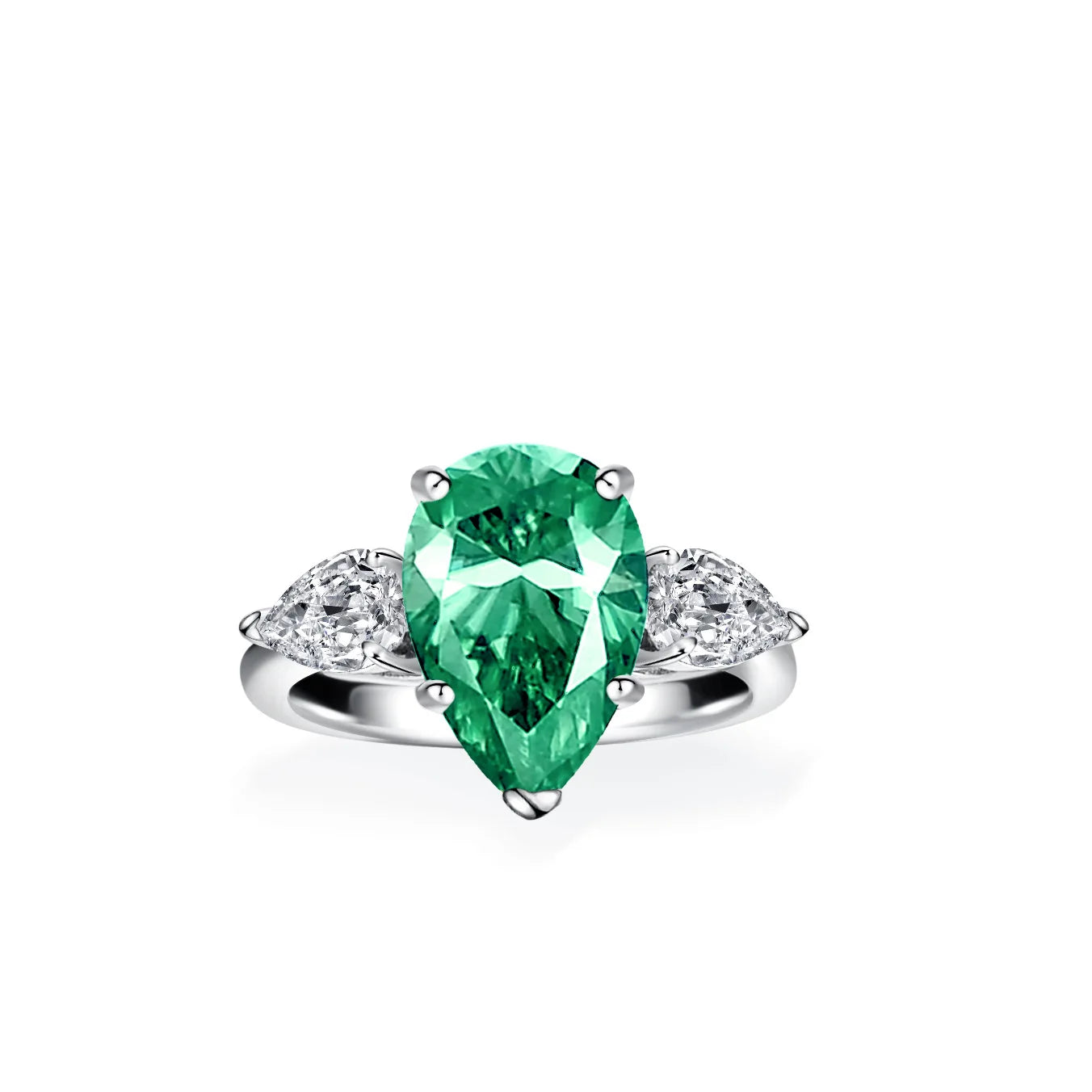 Elegant Green Moissanite Engagement Rings. 4.0 Carat.