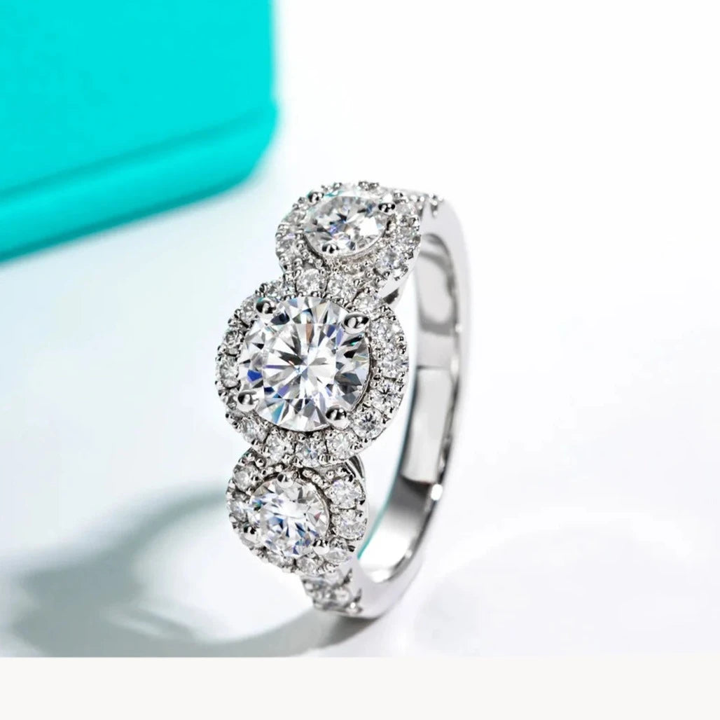 Elegant Moissanite Engagement Rings Total 2.22 Carat. Fine Jewelry.
