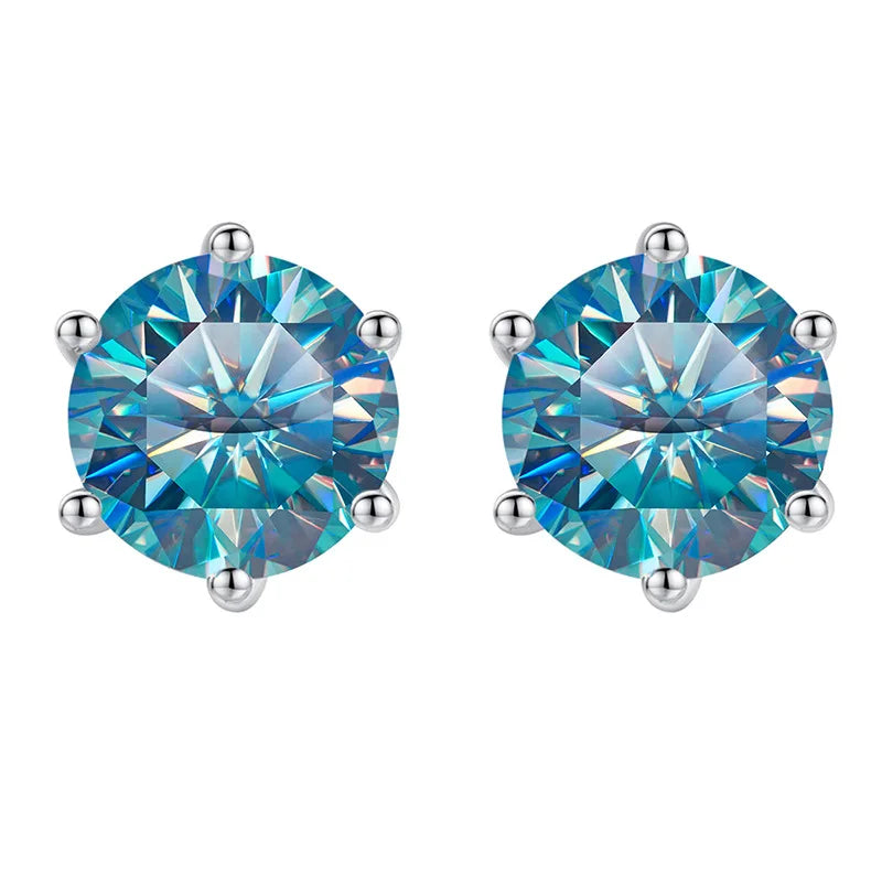 Colored Moissanite Stud Earrings. 1.0 To 4.0 Carat. With Certificate.