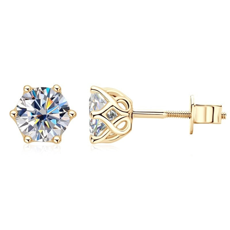 Genuine Gold Moissanite Earrings. Total 1.0 - 2.0 Carat. D VVS1. 0.50