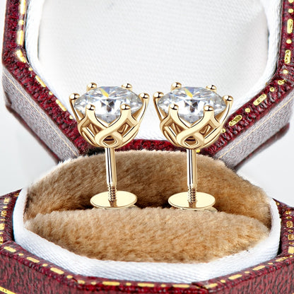 Genuine Gold Moissanite Earrings. Total 1.0 - 2.0 Carat. D VVS1.